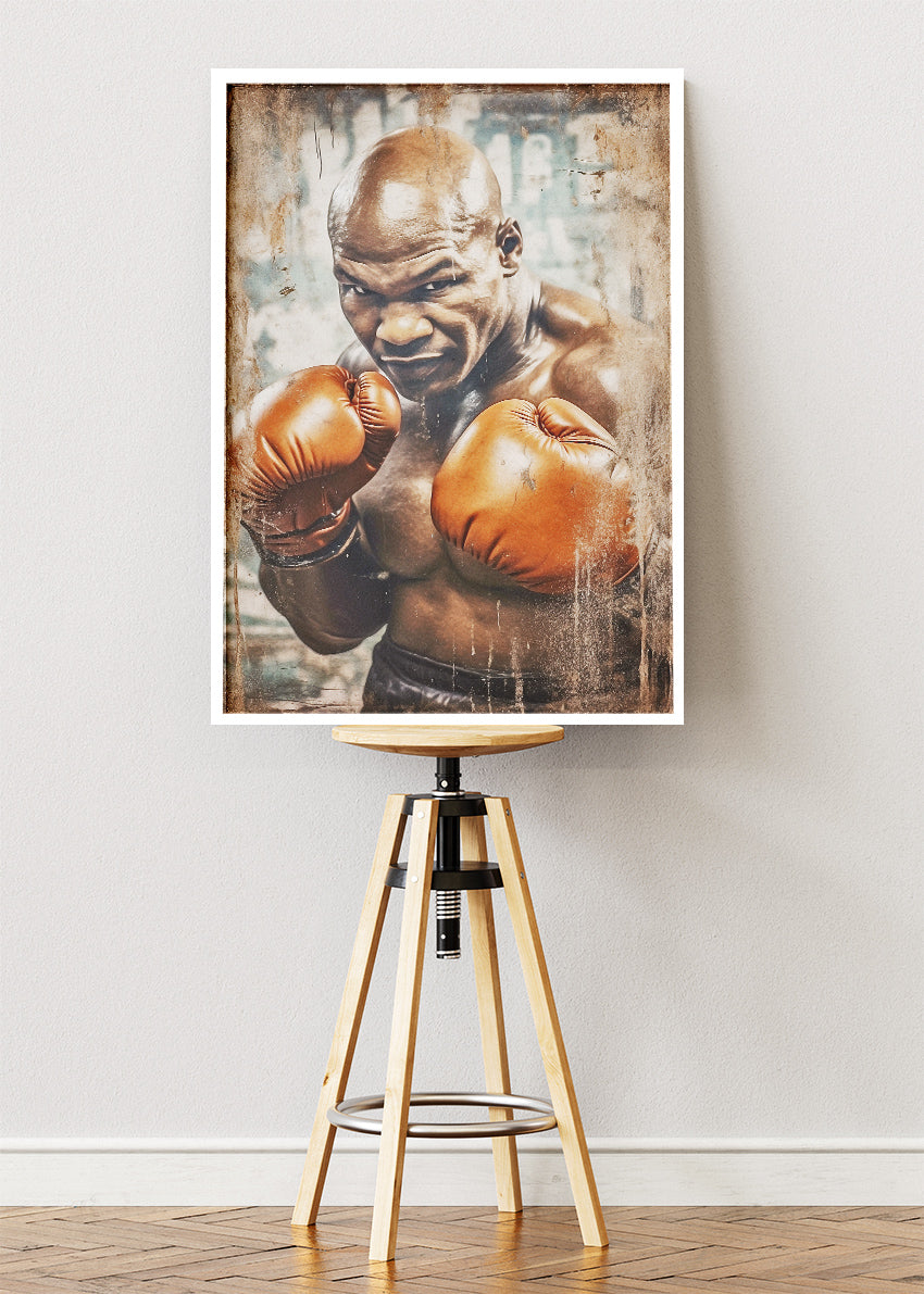 Mike Tyson Boxing Portrait Poster & Canvas Art Print – Raw Power and Intensity Wall Art