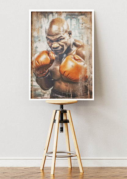 Mike Tyson Boxing Portrait Poster & Canvas Art Print – Raw Power and Intensity Wall Art