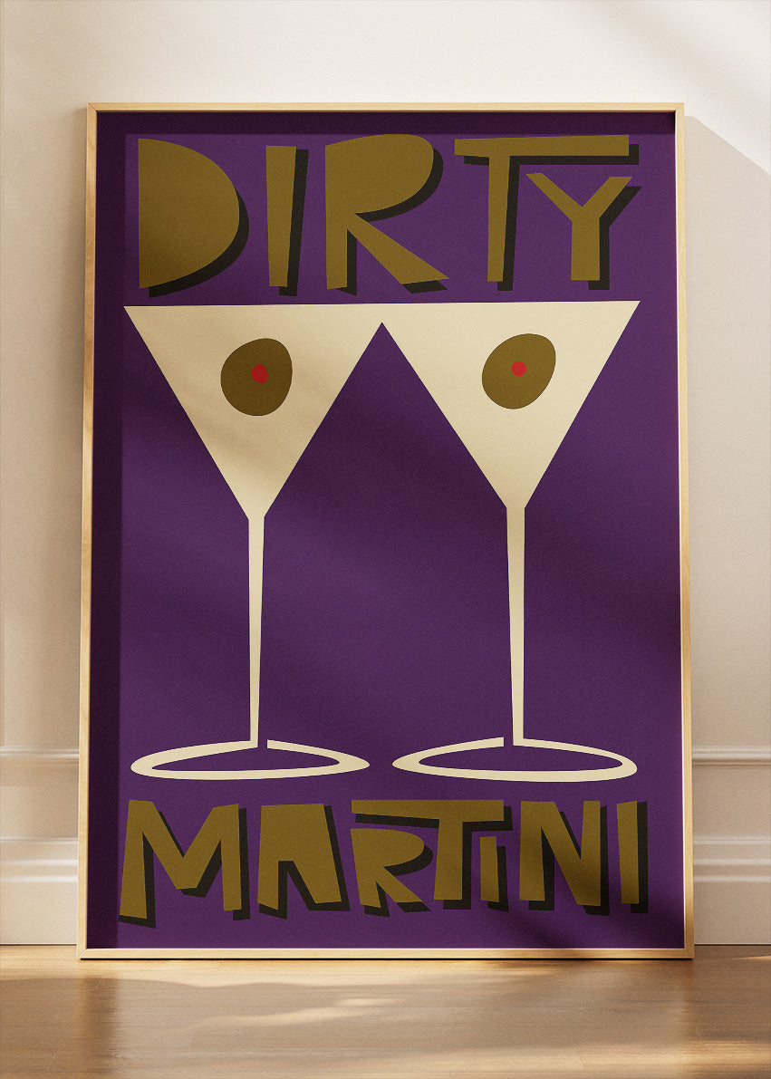 Dirty Martini Poster & Canvas Print | Retro Minimal Cocktail Wall Art