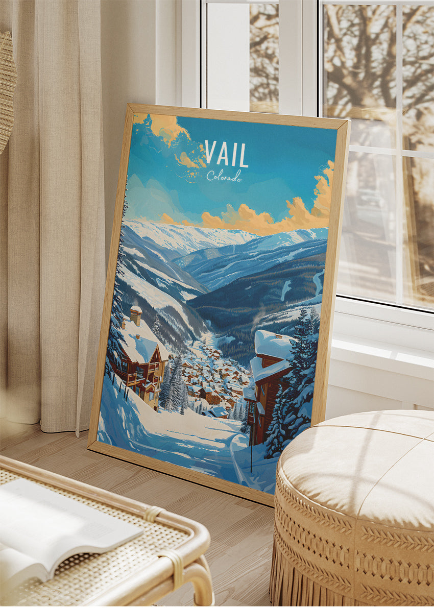 Vail Colorado Ski Resort Poster & Canvas Print – Winter Mountain Wall Art