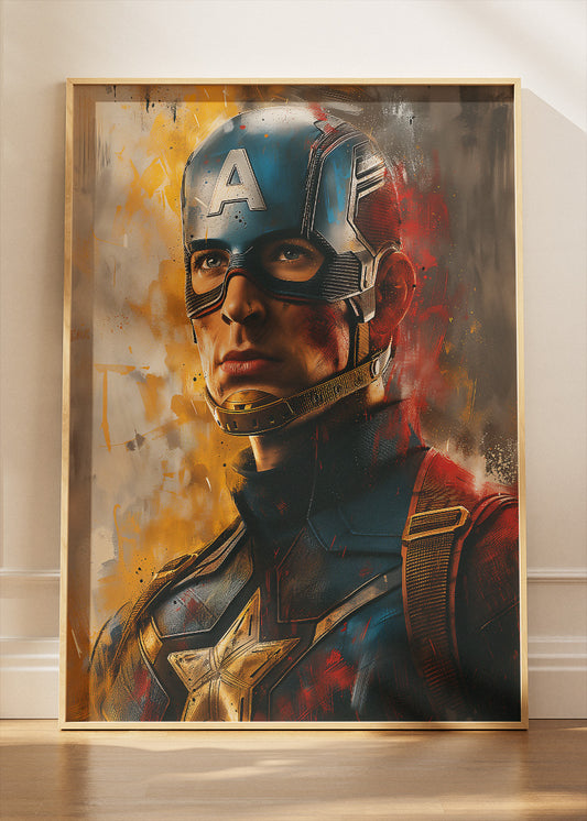 Captain America Cinematic Portrait Canvas & Poster Print – AI PRINT LAB