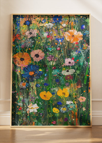 Vibrant Wildflower Garden Abstract Canvas & Poster Print – AI PRINT LAB