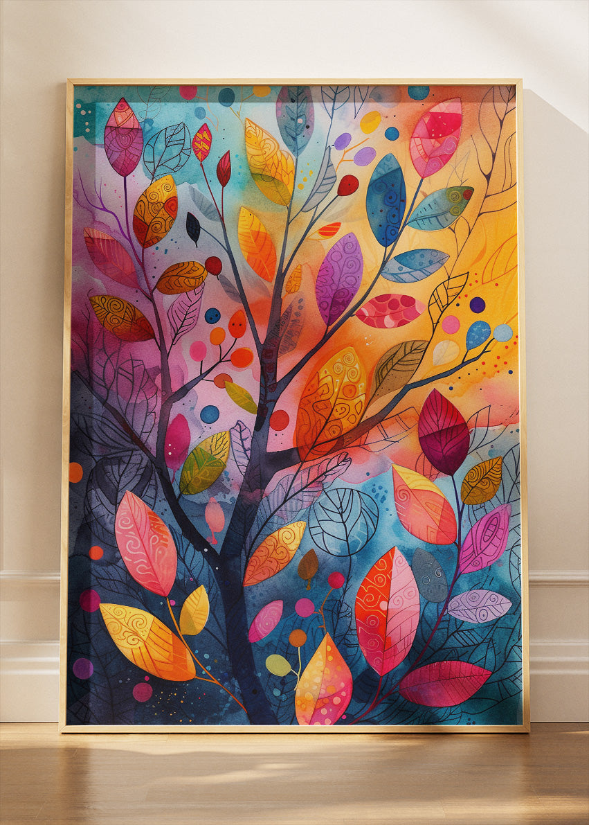 Colorful Abstract Leaf Tree Art Canvas & Poster Print – AI PRINT LAB