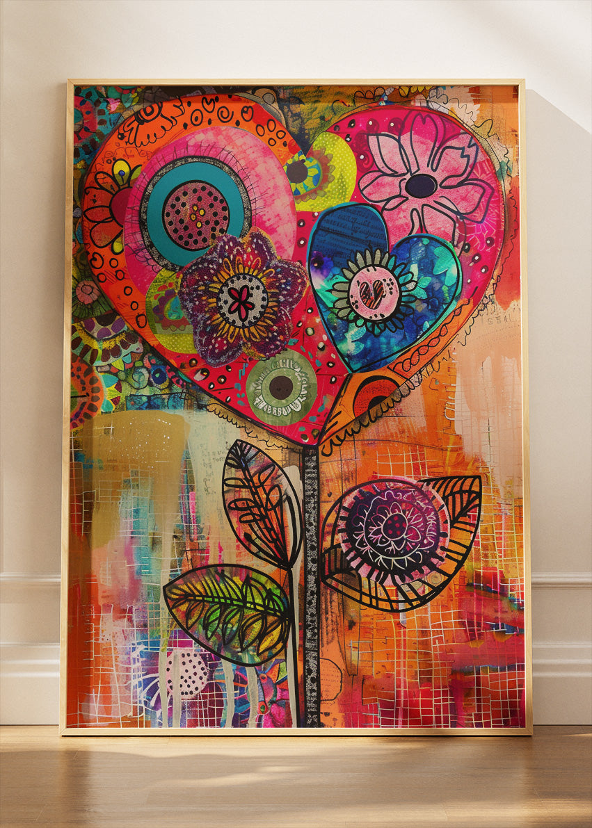 Abstract Heart Flower Pop Art Canvas & Poster Print – AI PRINT LAB