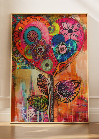 Abstract Heart Flower Pop Art Canvas & Poster Print – AI PRINT LAB