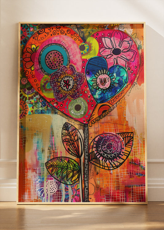 Abstract Heart Flower Pop Art Canvas & Poster Print – AI PRINT LAB