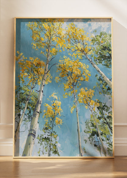 Golden Aspen Trees Sky View Canvas & Poster Print – AI PRINT LAB