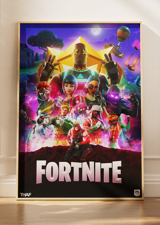 Multiplayer Fortnite Wall Art Poster & Canvas – Neon Hero Gaming Artwork