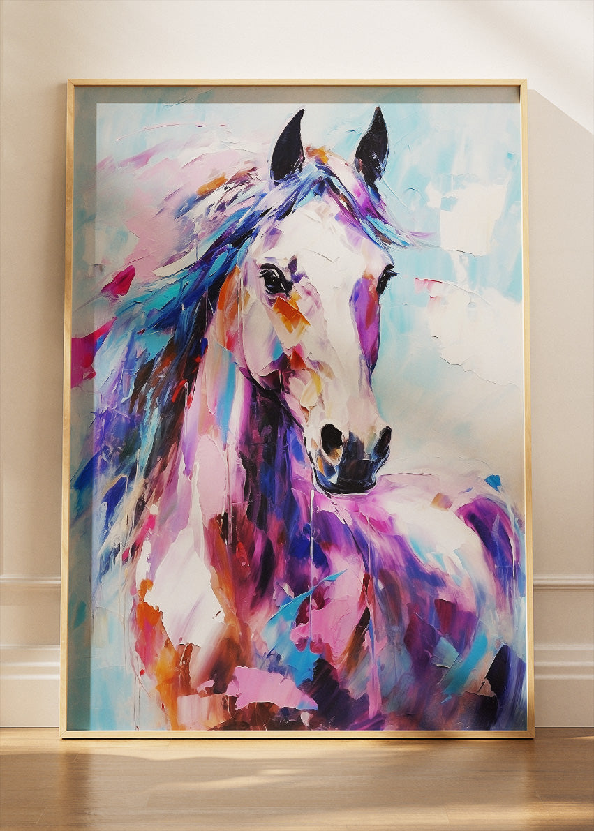 Vibrant Abstract Horse Poster & Canvas Print – Colorful Modern Equine Art