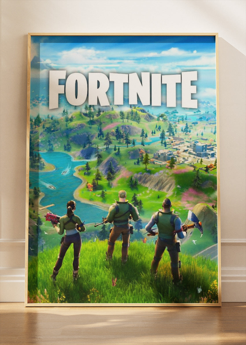 Open World Fortnite Landscape Wall Art Poster & Canvas – Adventure Gaming Artwork