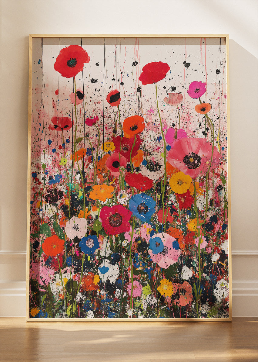 Colorful Abstract Poppy Flower Garden Canvas & Poster Print – AI PRINT LAB