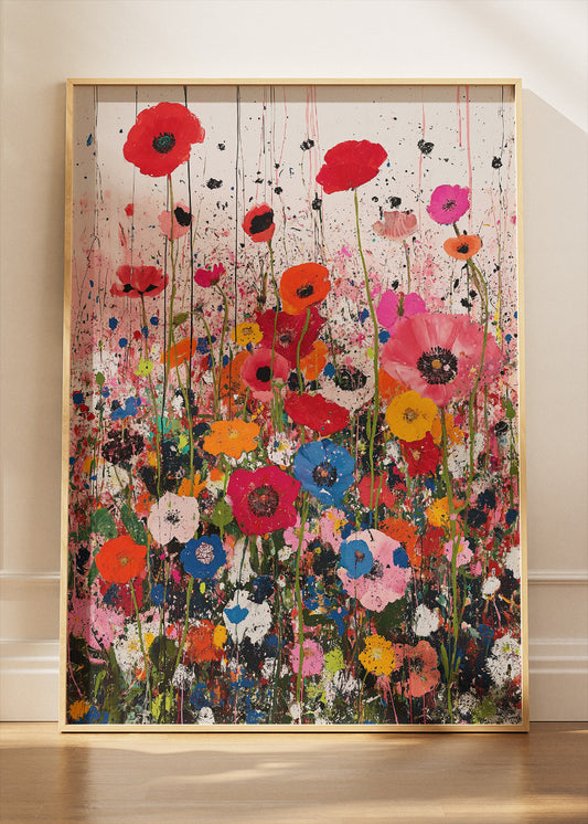 Colorful Abstract Poppy Flower Garden Canvas & Poster Print – AI PRINT LAB