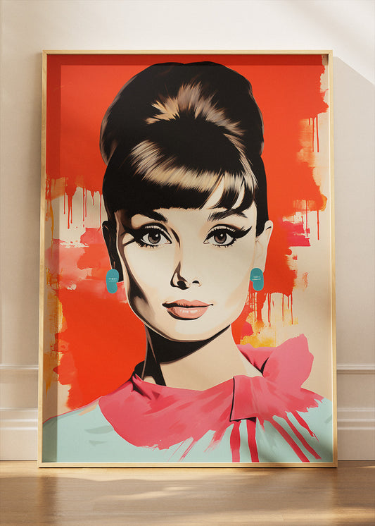 Audrey Hepburn Pop Art Portrait Wall Art Poster & Canvas Print – Modern Fashion Icon Illustration
