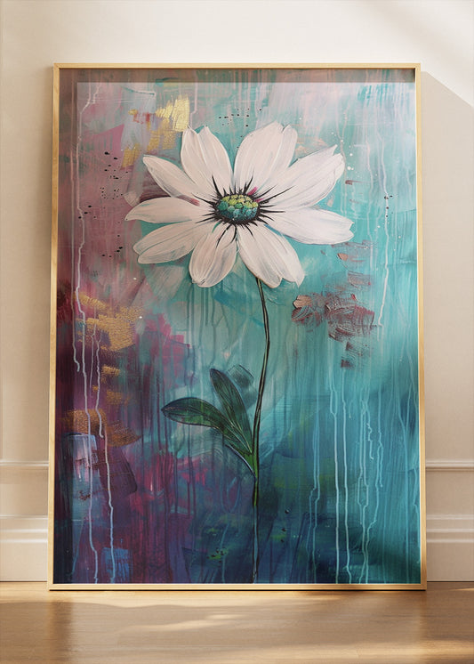White Daisy Abstract Floral Canvas & Poster Print – AI PRINT LAB