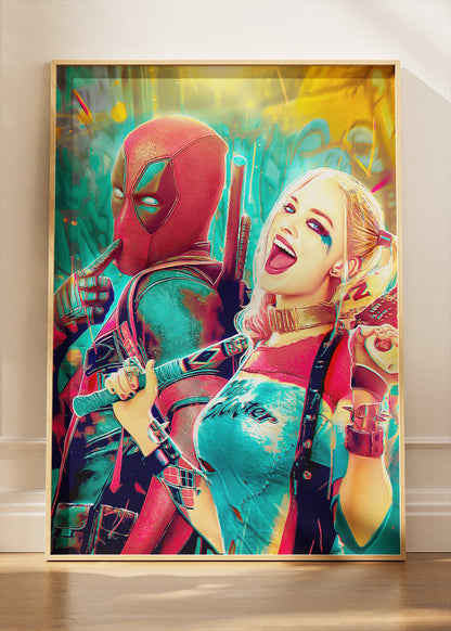 Deadpool & Harley Quinn Neon Duo Canvas & Poster Print – AI PRINT LAB