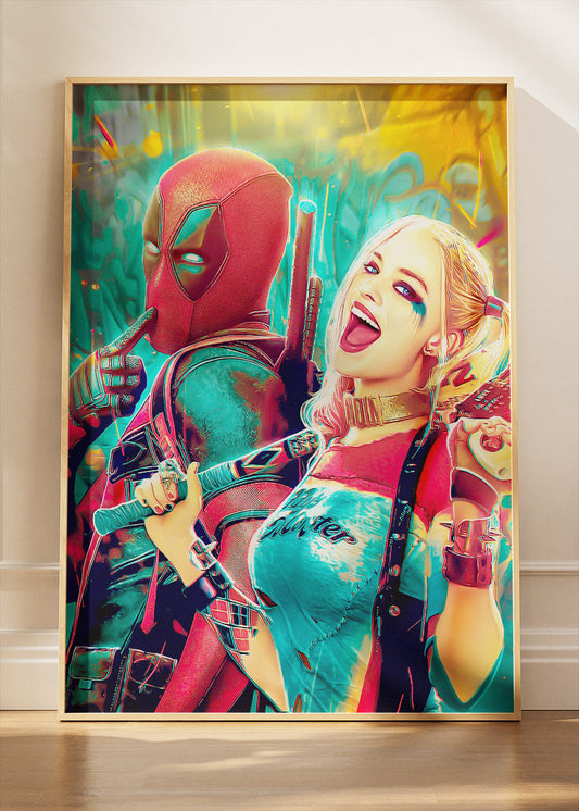 Deadpool & Harley Quinn Neon Duo Canvas & Poster Print – AI PRINT LAB