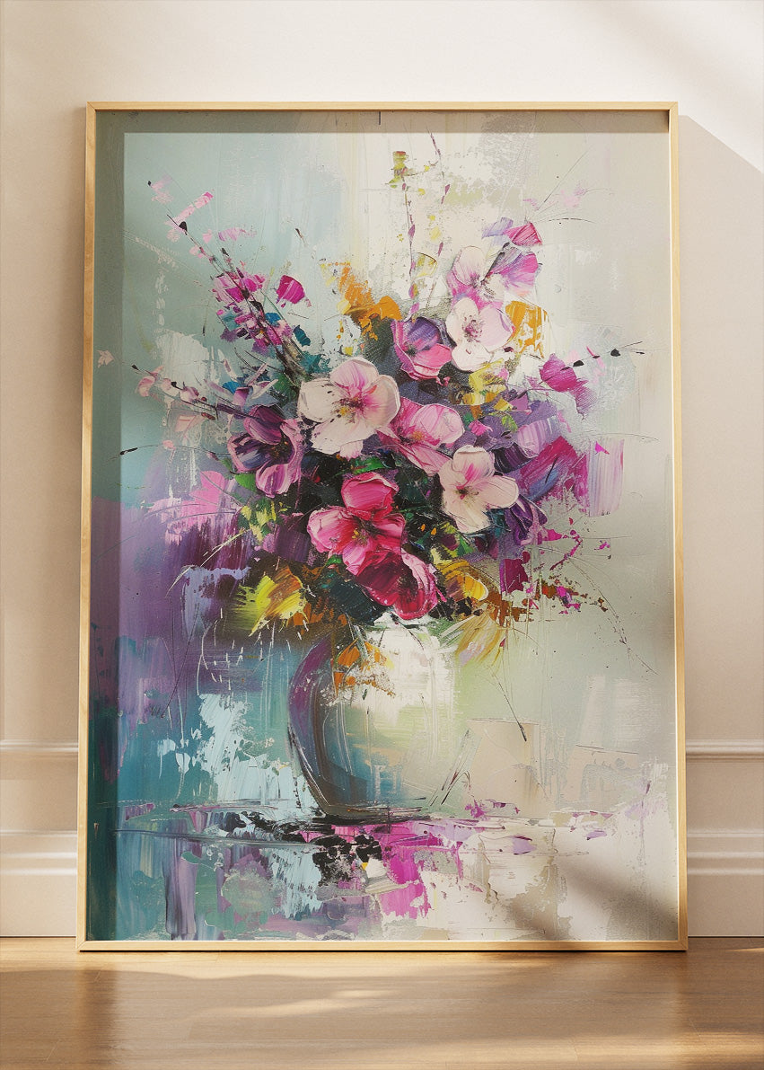 Abstract Floral Bouquet Vase Canvas & Poster Print – AI PRINT LAB
