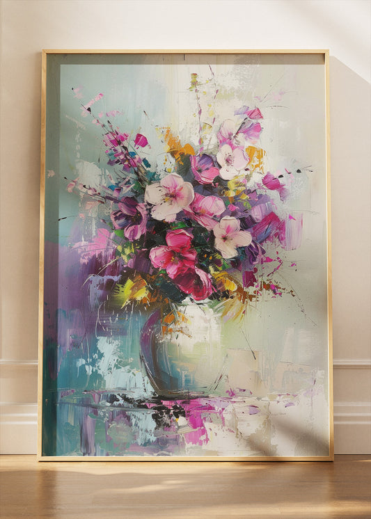 Abstract Floral Bouquet Vase Canvas & Poster Print – AI PRINT LAB