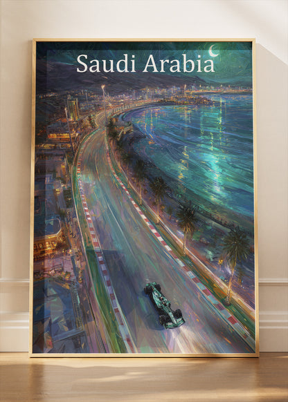 Saudi Arabia Jeddah Night Formula 1 Circuit Canvas Print & Poster – AI PRINT LAB