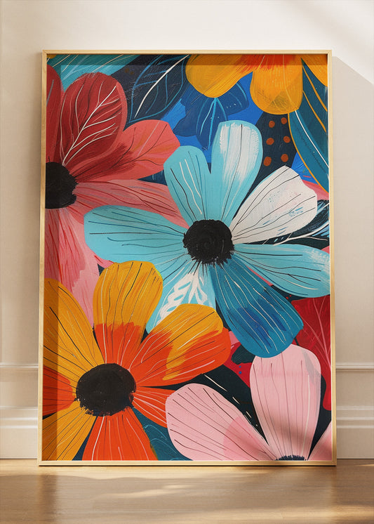 Bold Colorful Floral Pop Art Canvas & Poster Print – AI PRINT LAB