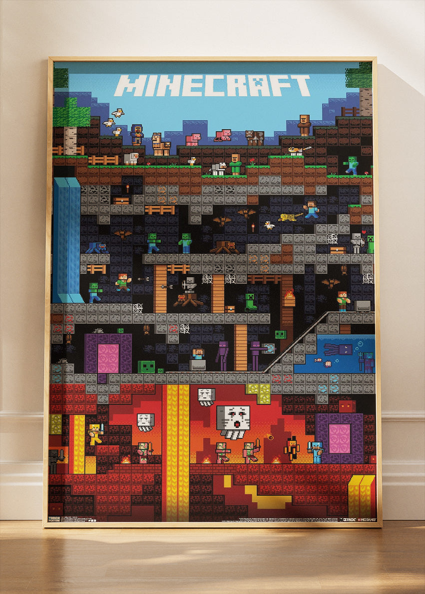 Minecraft Wall Art Poster & Canvas – Underground Block World Adventure Gaming Artwork