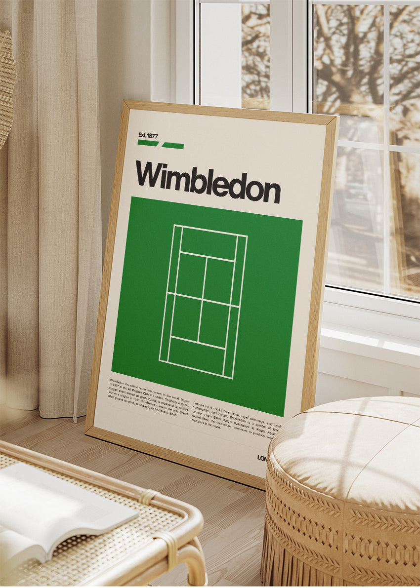 Wimbledon Tennis Poster & Canvas Print – Modern Minimal Court Illustration Wall Art