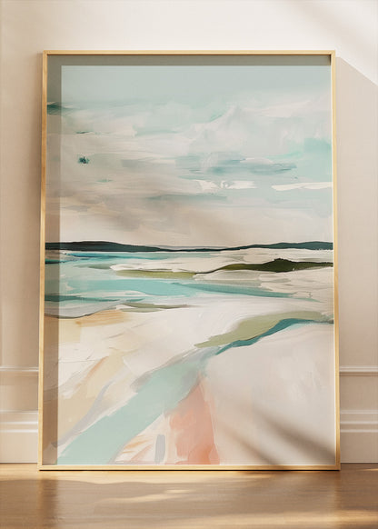 Soft Coastal Abstract Landscape – Minimalist Beach Wall Art Poster & Canvas – AI PRINT LAB