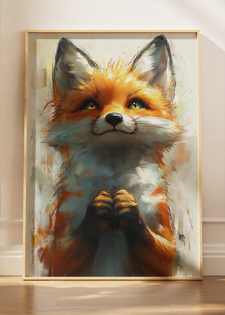 Fox Portrait Poster & Canvas Print – Expressive Modern Woodland Animal Art