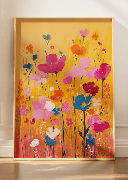 Golden Wildflower Garden Floral Canvas & Poster Print – AI PRINT LAB