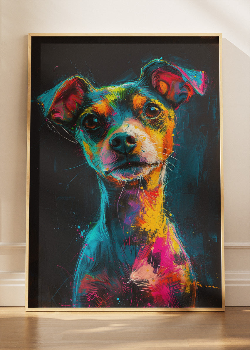 Colorful Dog Portrait Poster & Canvas Print – Modern Abstract Pet Wall Art