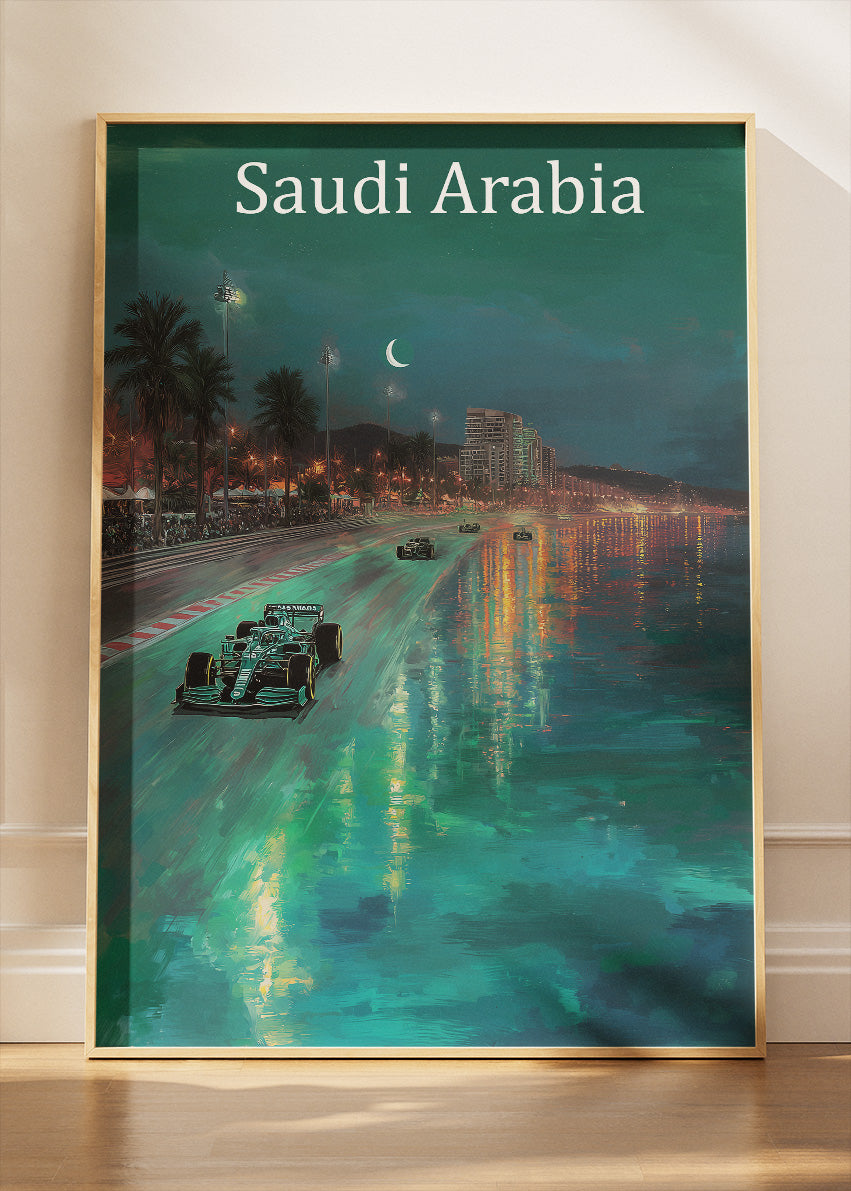 Saudi Arabia Coastal Night Formula 1 Canvas Print & Poster – AI PRINT LAB