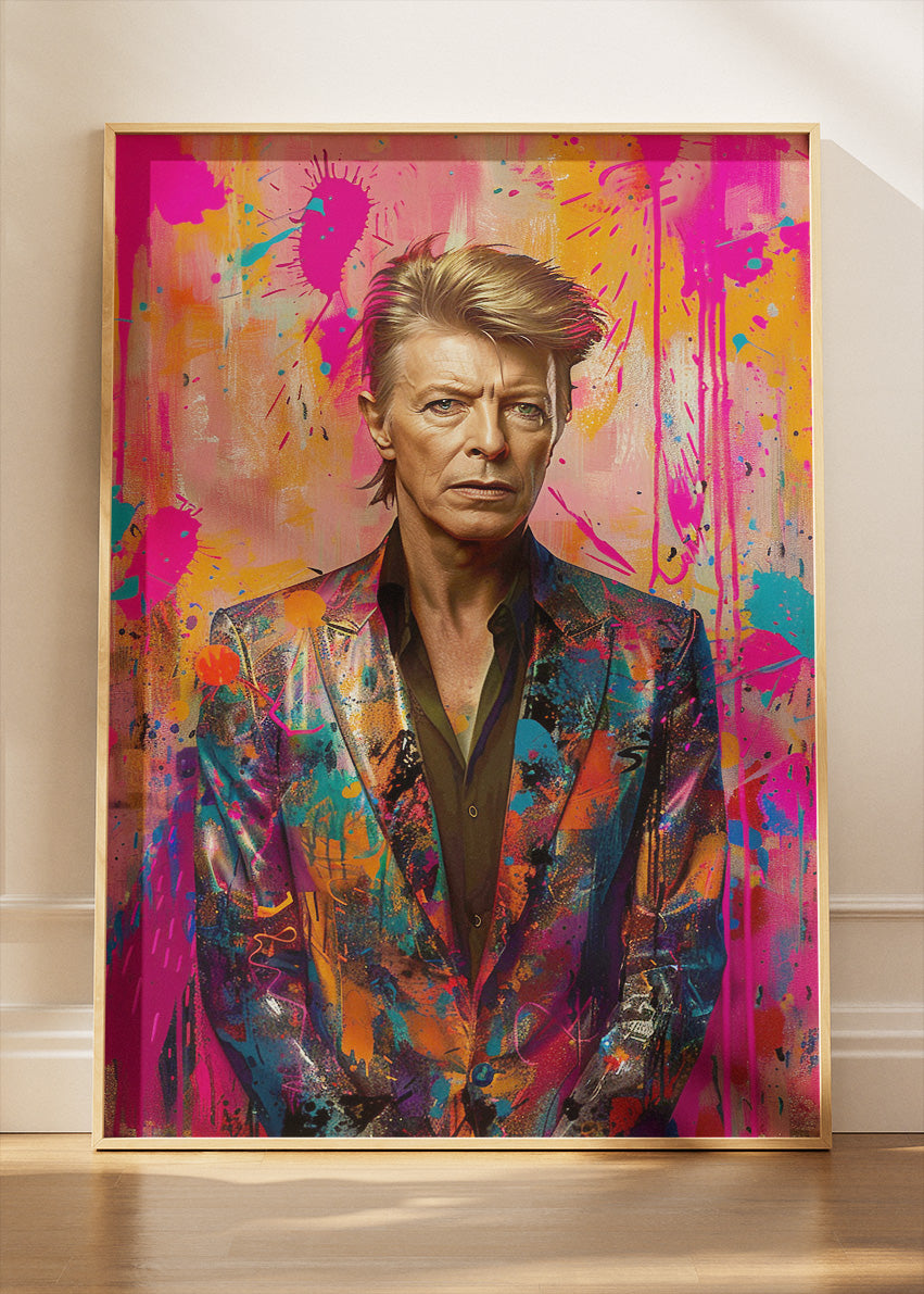 David Bowie Colour Splash Portrait Wall Art Poster & Canvas Print – Modern Pop Art Music Icon