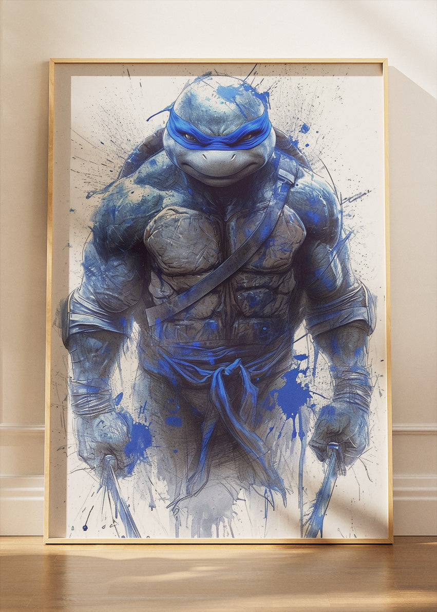 Leonardo Blue Ink Warrior Canvas & Poster Print – AI PRINT LAB