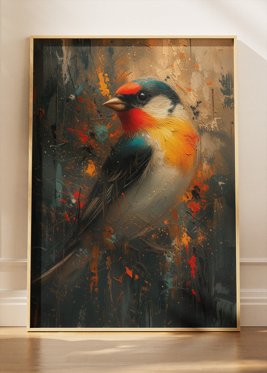 Colorful Songbird Poster & Canvas Print – Expressive Modern Bird Wall Art