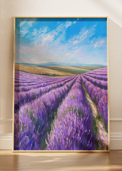 Lavender Fields Under Blue Sky – Provence Inspired Landscape Canvas & Poster Print – AI PRINT LAB