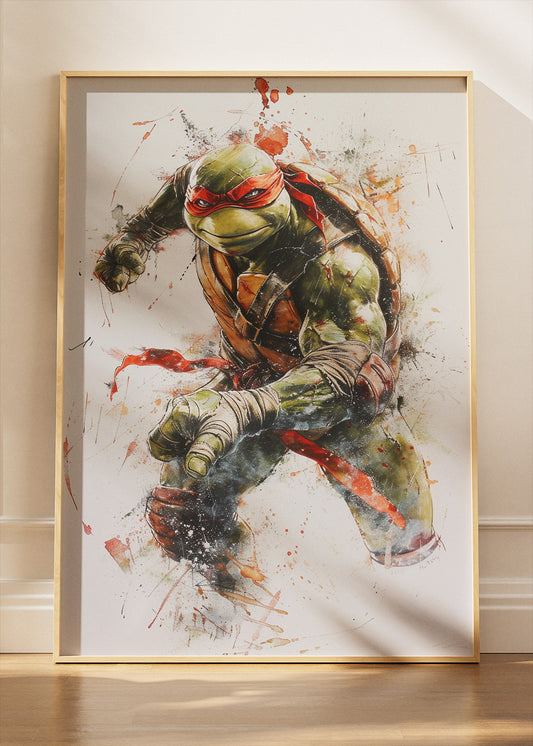 Raphael Ninja Turtle Action Splash Canvas & Poster Print – AI PRINT LAB