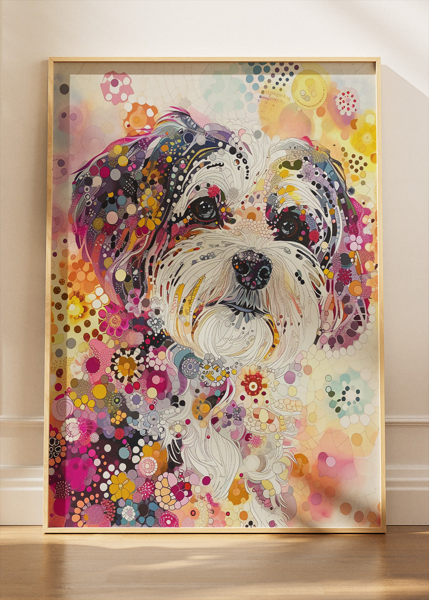 Abstract Dog Portrait Poster & Canvas Print – Colourful Modern Pet Wall Art