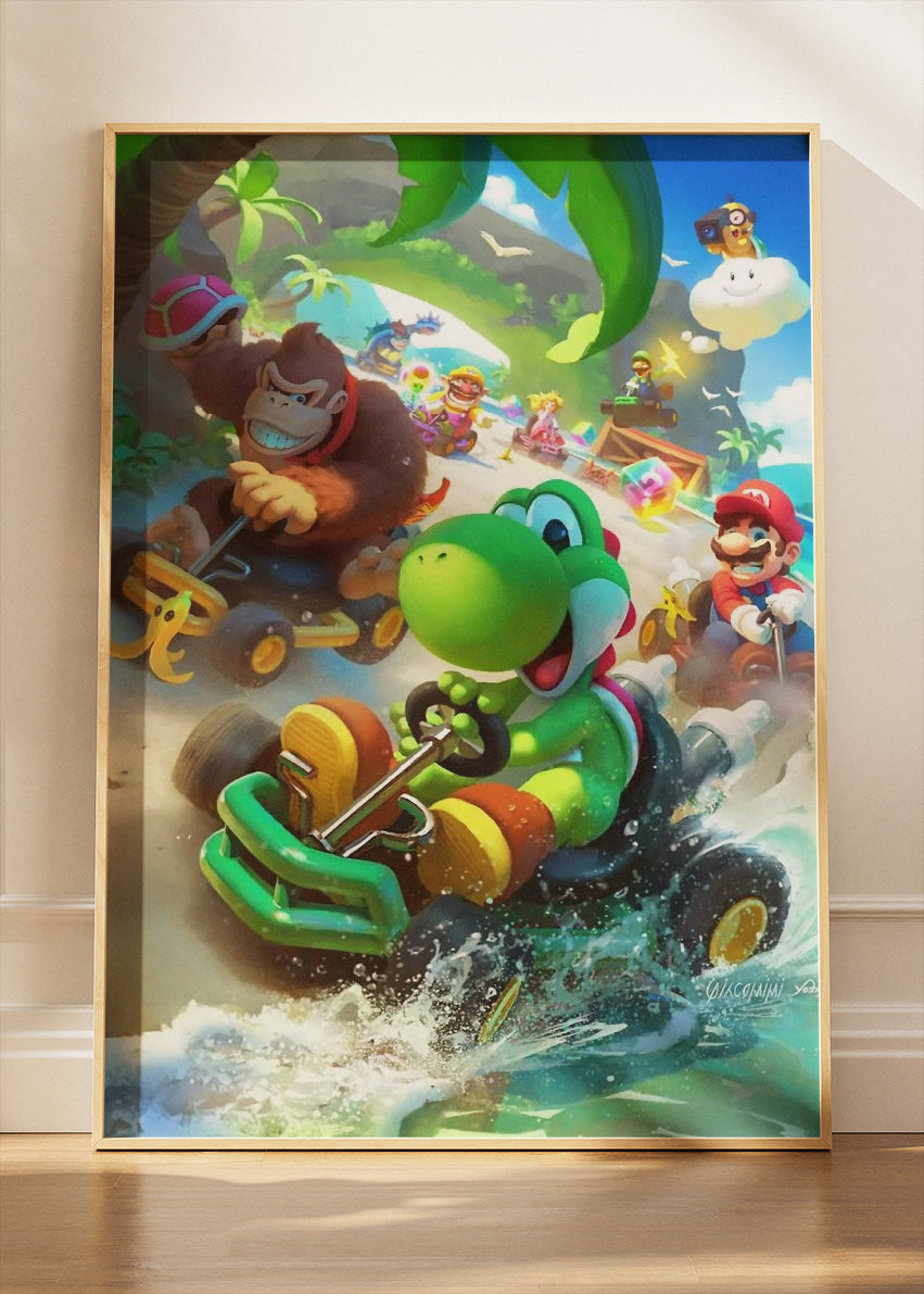 Mario Kart Wall Art Poster & Canvas – Jungle Track Racing Gaming Artwork