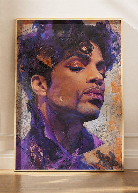 Prince Purple Rain Inspired Portrait Wall Art Poster & Canvas Print – Iconic Music Legend Artwork