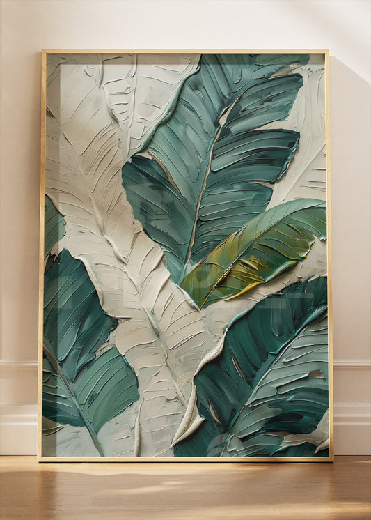 Textured Tropical Banana Leaves Canvas & Poster Print – AI PRINT LAB