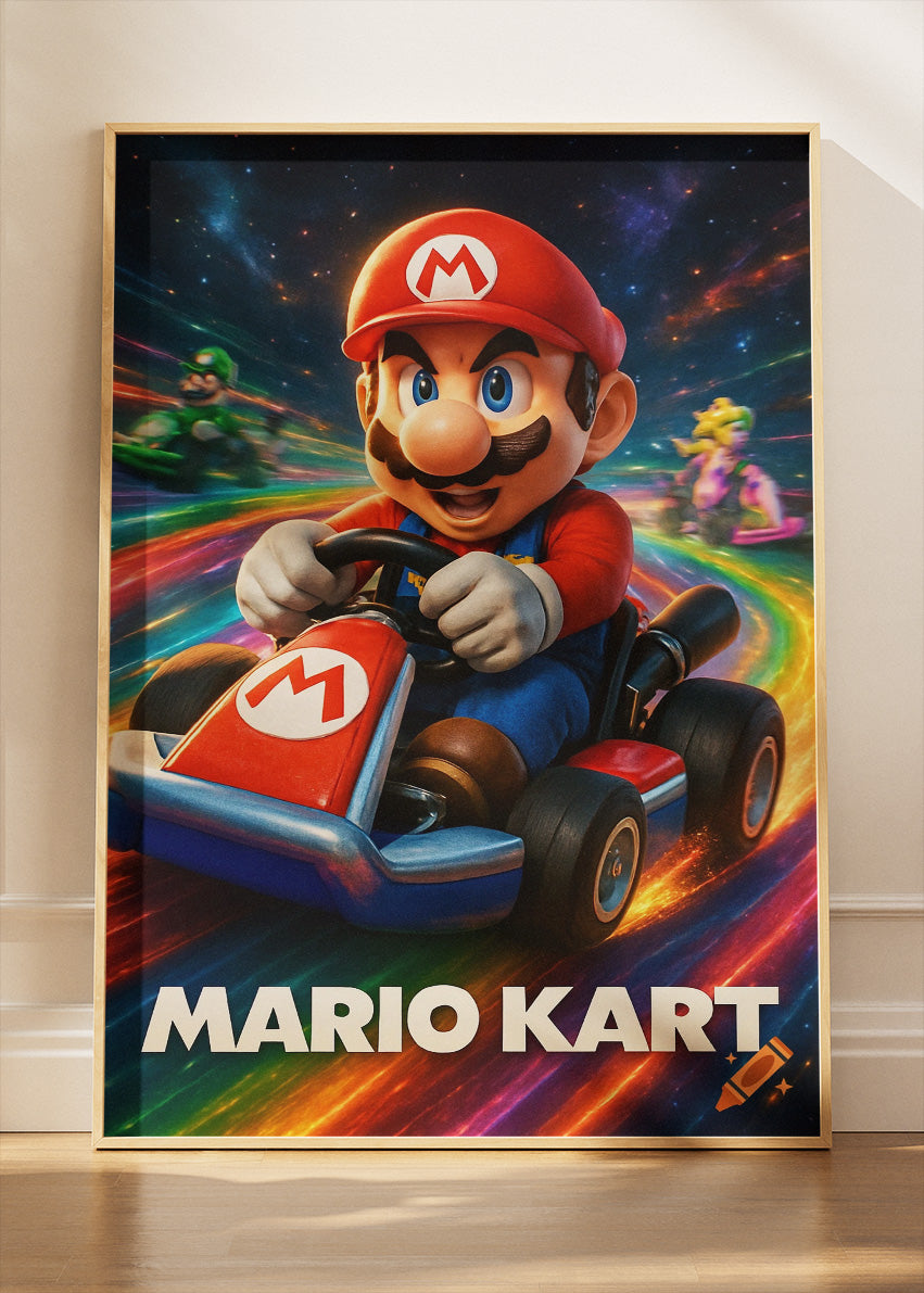 Mario Kart Wall Art Poster & Canvas – Rainbow Speed Racing Gaming Artwork