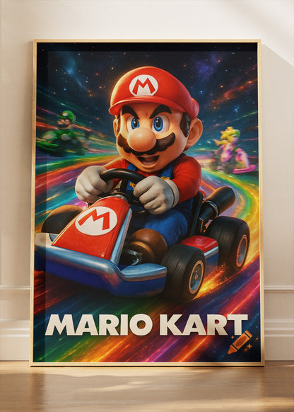 Mario Kart Wall Art Poster & Canvas – Rainbow Speed Racing Gaming Artwork