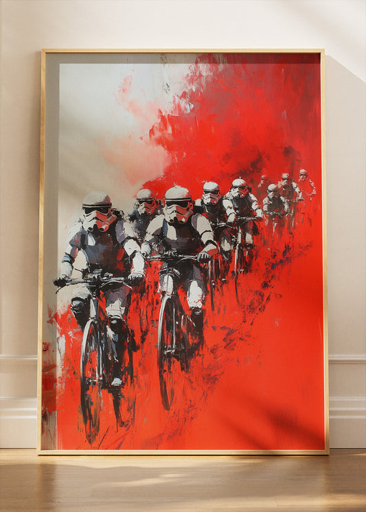 Stormtrooper Cycling Art Print & Canvas – Sci-Fi Bicycle Wall Art