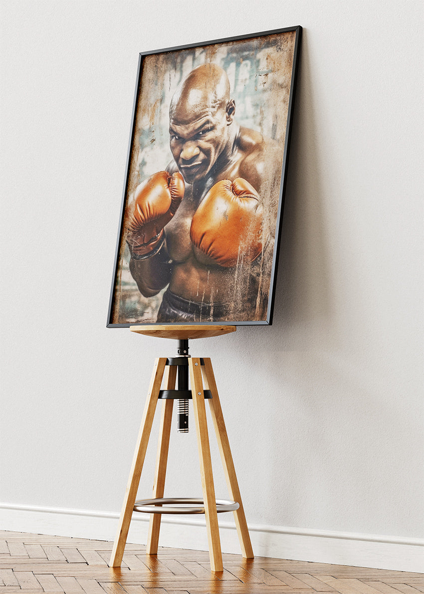 Mike Tyson Boxing Portrait Poster & Canvas Art Print – Raw Power and Intensity Wall Art