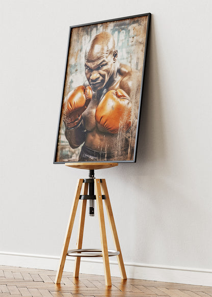 Mike Tyson Boxing Portrait Poster & Canvas Art Print – Raw Power and Intensity Wall Art