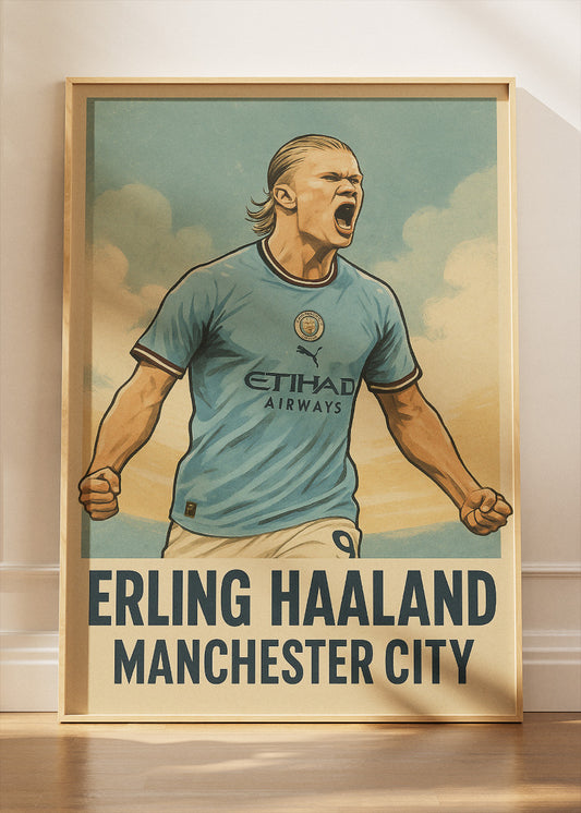 Erling Haaland Manchester City Football Wall Art | Elite Goal Machine Poster & Canvas