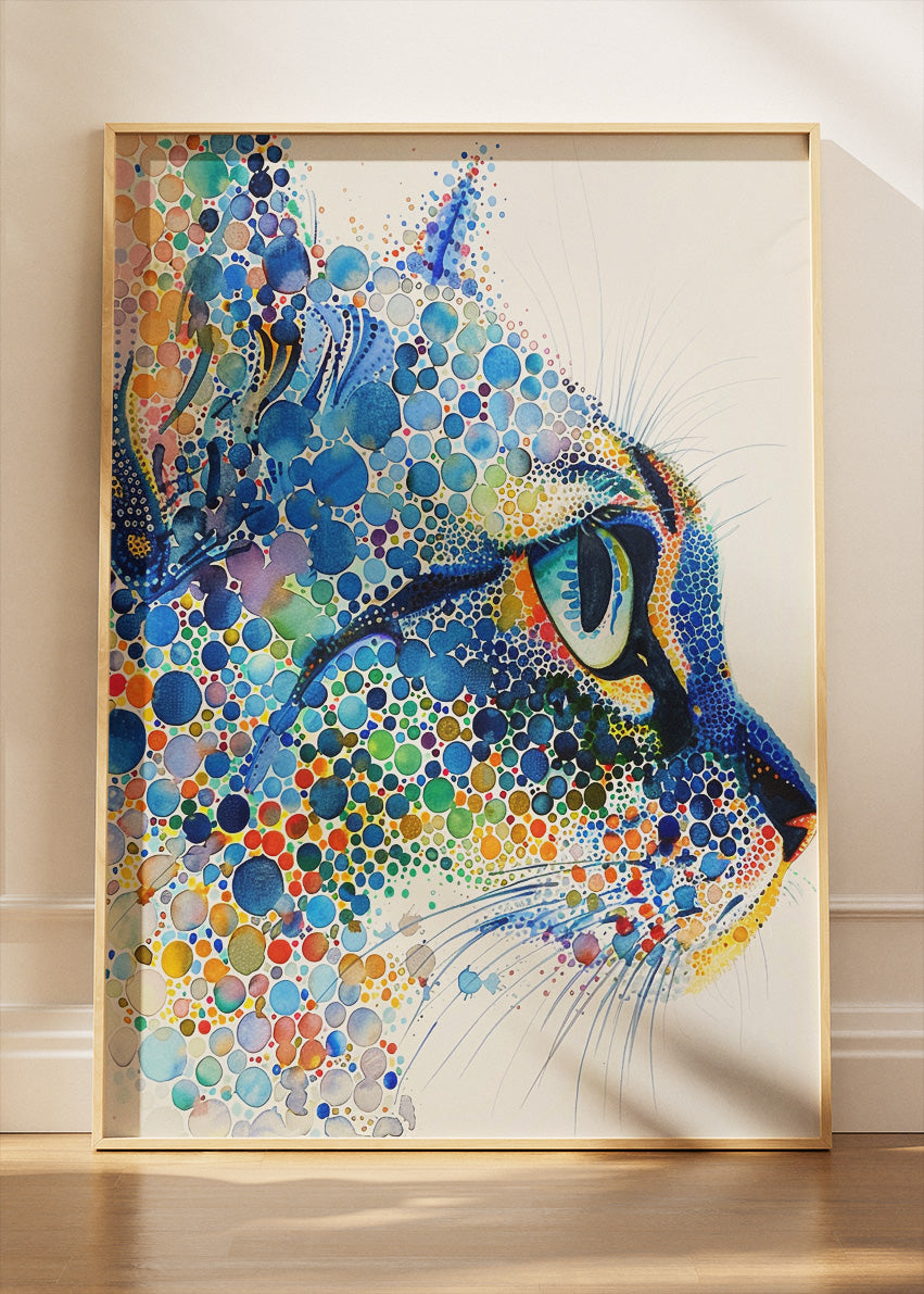 Colorful Abstract Cat Poster & Canvas Print – Modern Artistic Animal Wall Art
