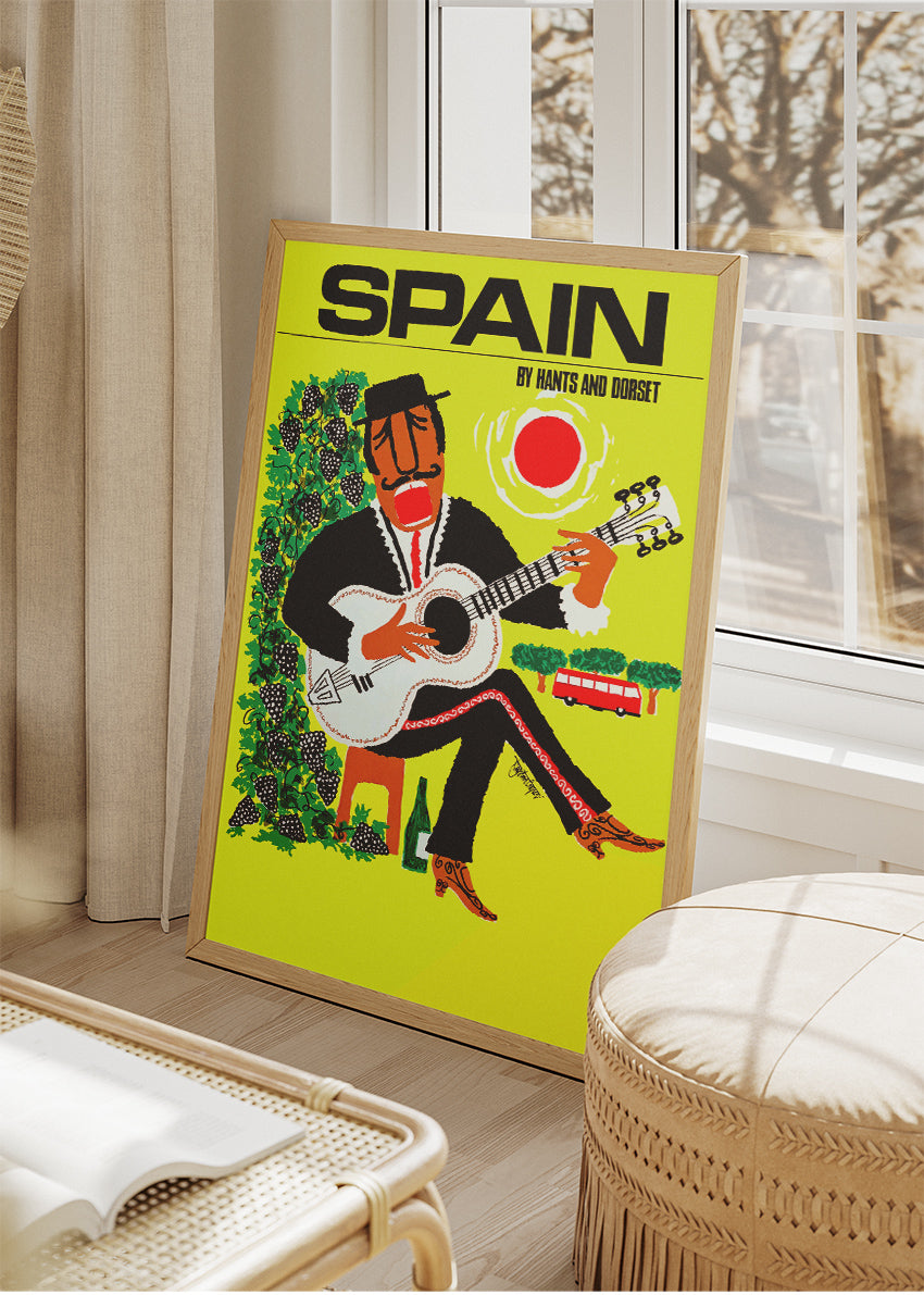 Spain Guitar Poster & Canvas Print – Vintage Flamenco Music Travel Art