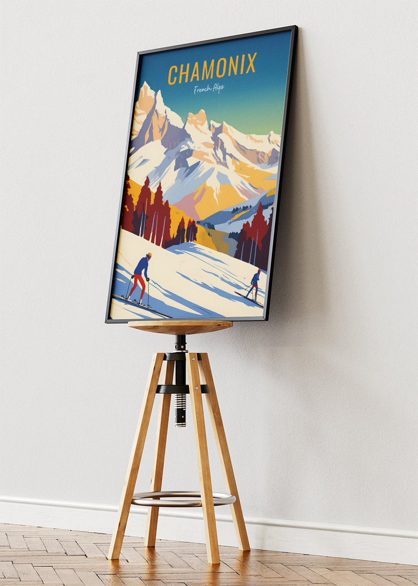 Chamonix French Alps Poster & Canvas Print – Vintage Ski Mountain Art