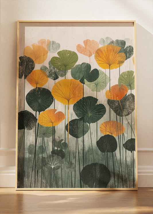 Modern Botanical Lotus Leaf Pattern Canvas & Poster Print – AI PRINT LAB